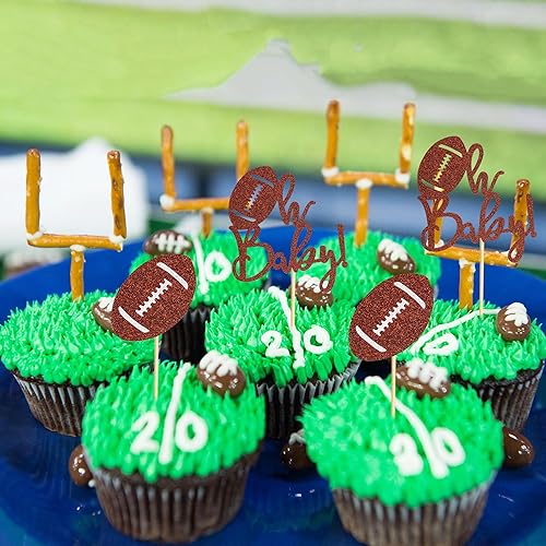 Miniatura 4 de 24 adornos para cupcakes de rugby One de fútbol americano, 1er cumpleaños, temática deportiva, decoración de cupcakes para baby shower, suministros