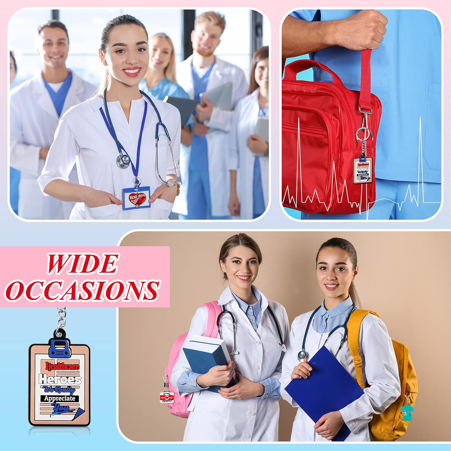 Henoyso 36 Pcs Nurse Keychain Gifts for Women Nursing Appreciation Gift Bulk for Nurse Day Medical Party Favors (Beauty) - Image 7