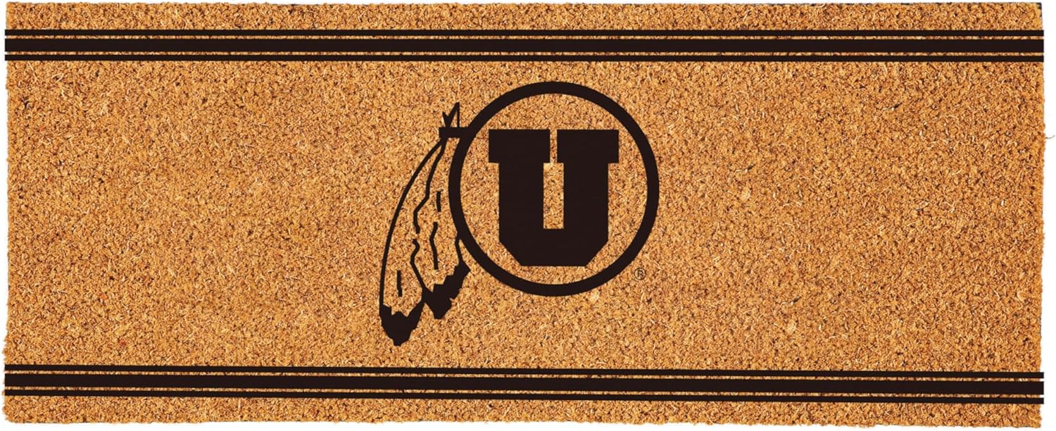 Team Sports America NCAA University of Utah Coir Doormat 36"x24", Official Full Color Team Logo, Extra Large Front Door Mat, Outdoor Indoor Entrance Rug, Non-Slip Welcome Mat for Porch Patio