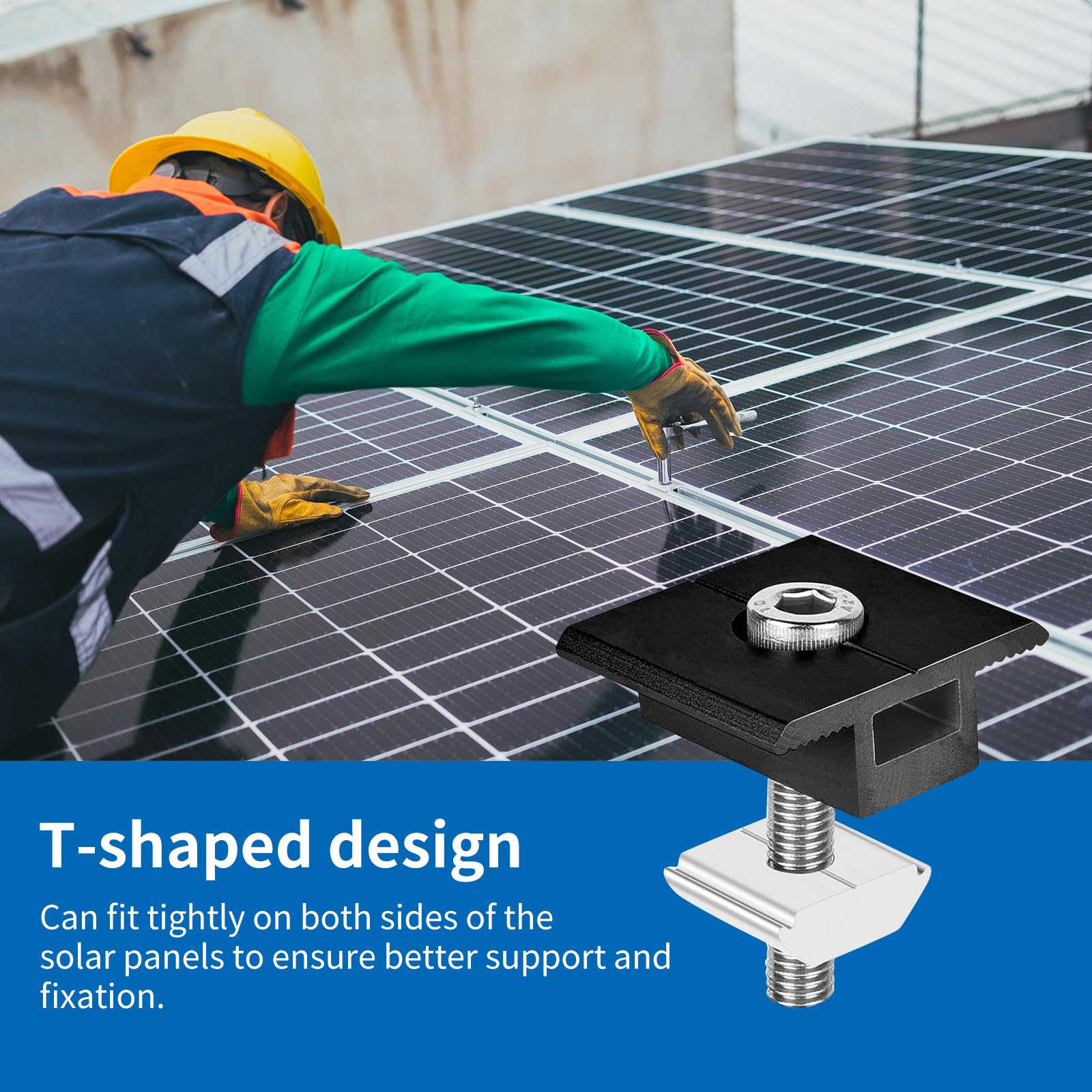 10 Stück Mittelklemme PV Modul 30mm Schwarz, Solar Halterung, Modulklemmen Solar, Aluminiumlegierung Halterung Solarpanel, Befestigung Solarmodul für Dächer, Böden, Camping, Wohnwagen