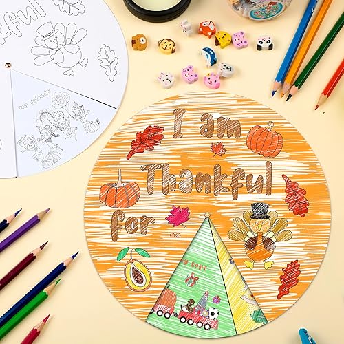 Miniatura 3 de Jinei Juego de 12 juegos de manualidades de Acción de Gracias para niños, colorear el tuyo propio, kit de manualidades con texto en inglés "I Am