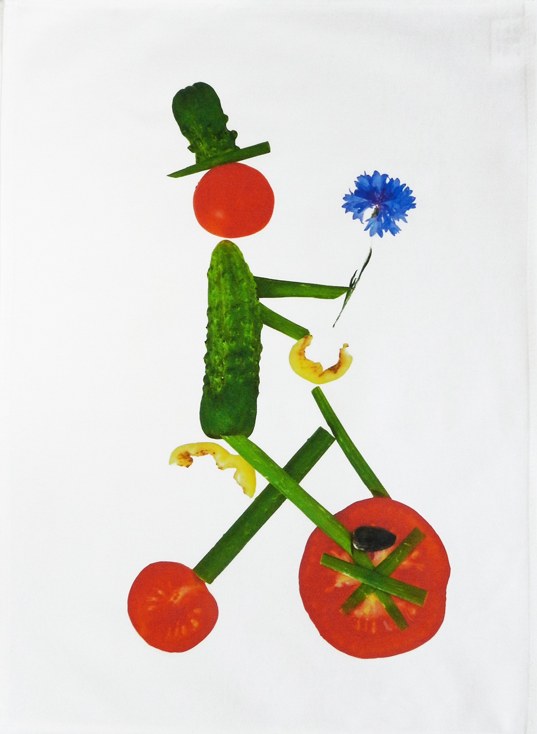 Half A Donkey Multicolour The Vegetable Man - Large Cotton Tea Towel