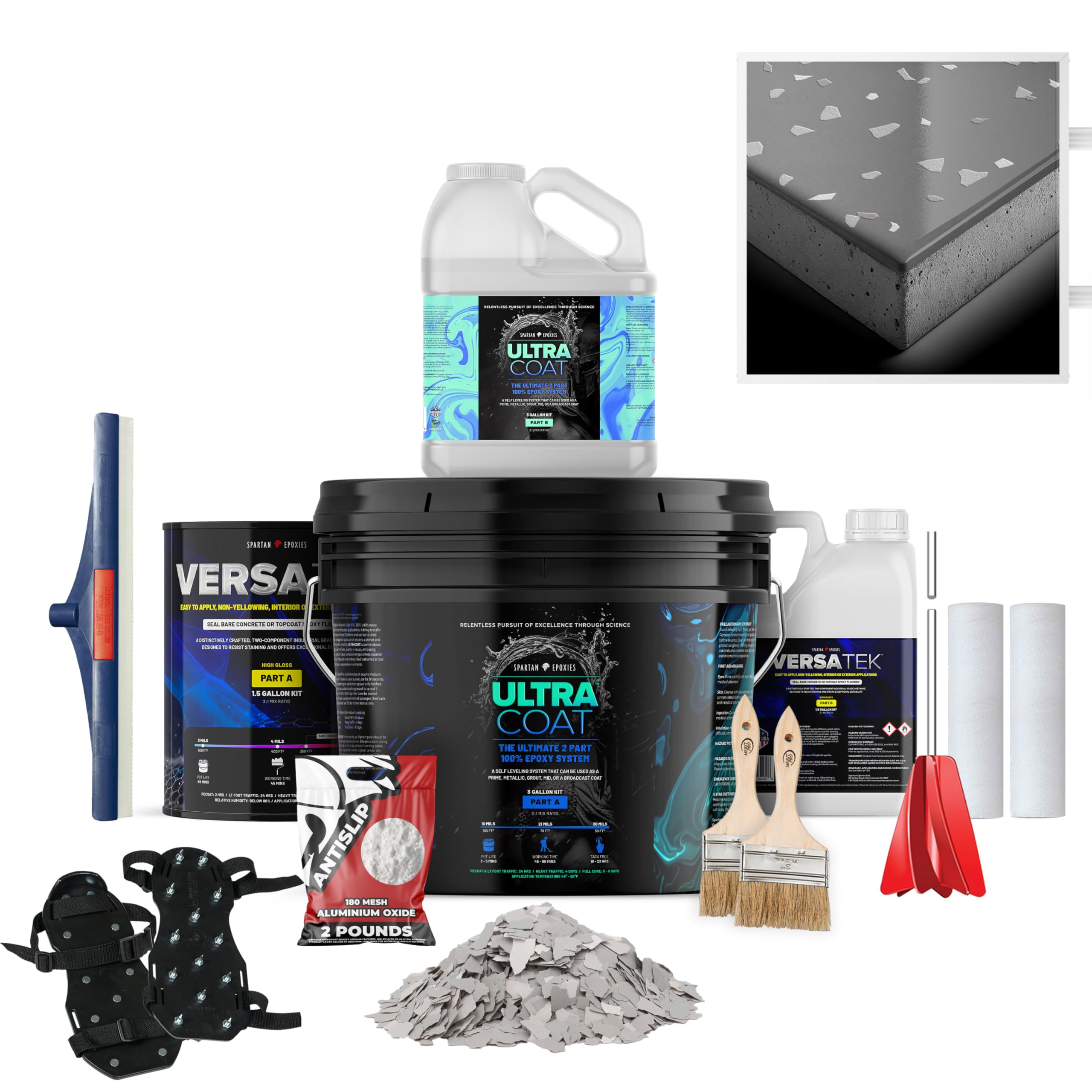 Epoxy Floor Kit for Concrete - USA Made - 2X Thicker, Industrial Grade, Residential & Commercial. 300-400 sq ft or 600 sq ft Kits. Many Styles (Medium Gray with Wild Dove, 300-400 ft²)