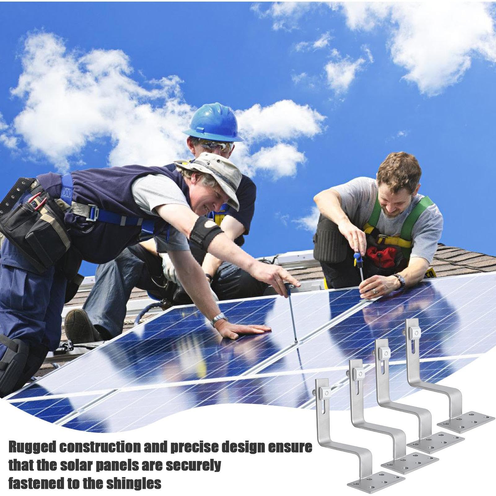 Ganchos Para Paneles Fotovoltaicos - De Aleación, Conector De Montaje | Hardware De Soporte De Paneles Resistente A Los Agentes Atmosféricos, Estructura De Fijación De La Guía Reforzada, Dureza