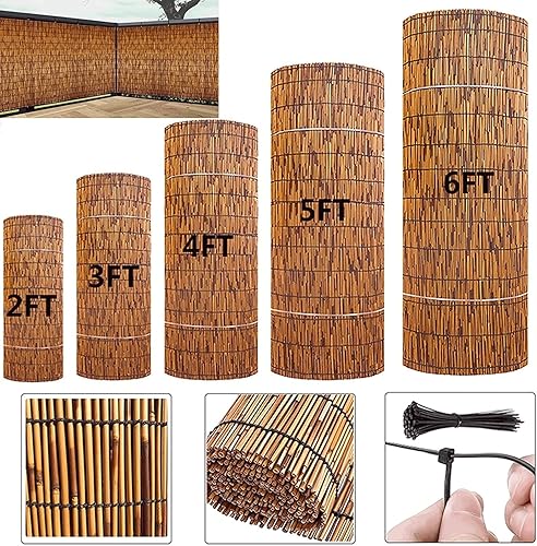 Proyección de cañas, cercas decorativas, parasol, rollos de bambú para vallas, paneles de privacidad para patio, 2, 3, 4, 5 pies de alto x 16.4 pies