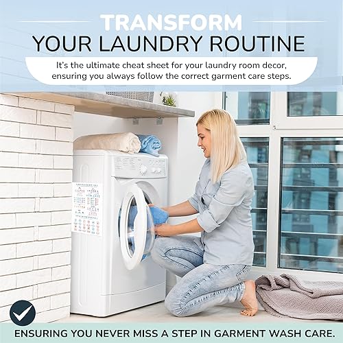 Miniatura 2 de Imán guía de símbolo de lavandería con símbolos Tabla de instrucciones de cuidado  Guía para lavar, secar, planchar y limpieza en seco  Lavandería y