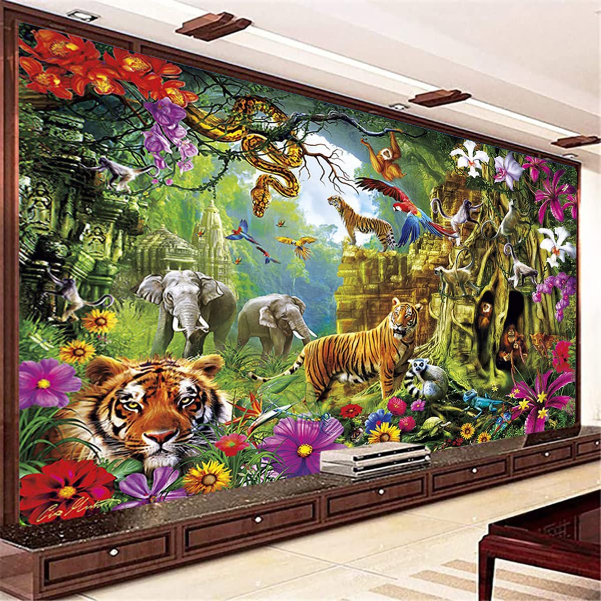 Instarry 5D Diamond Painting Kits for Adults and Kids Large Size Full Drill Animal World Mosaic Cross Stitch Embroidery Wall Decor Art Set 55.1x27.6 inch