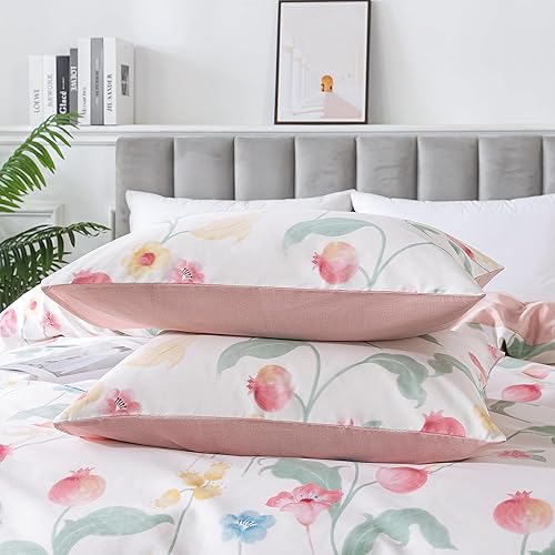 Miniatura 207 de HoneiLife - Juego de funda de edredón floral 100% algodón, 3 piezas, botánica, ropa de cama con cierre de cremallera y lazos en las esquinas