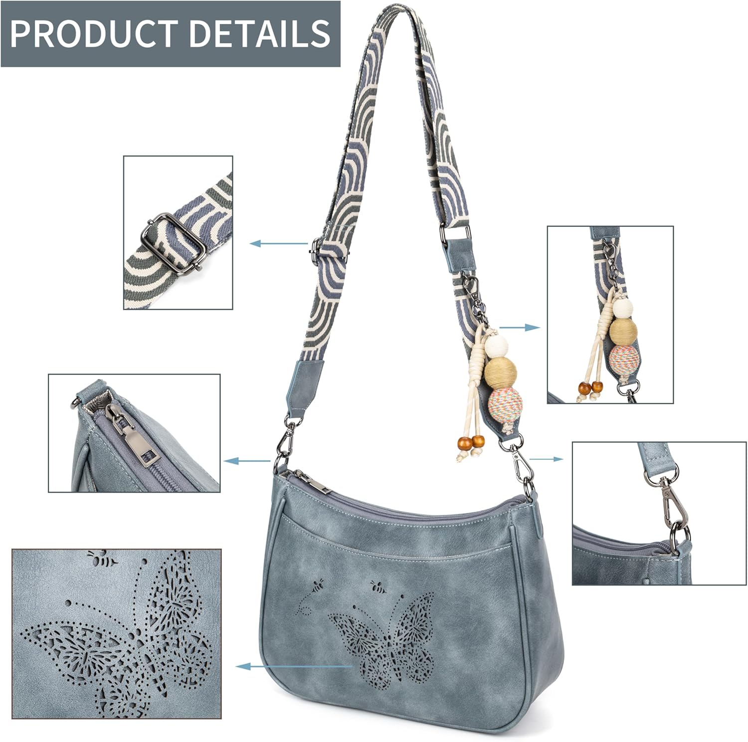 TAOSITUUE Leather Crossbody Purse for Women Shoulder Handbag medium size purses for women with Adjustable Strap