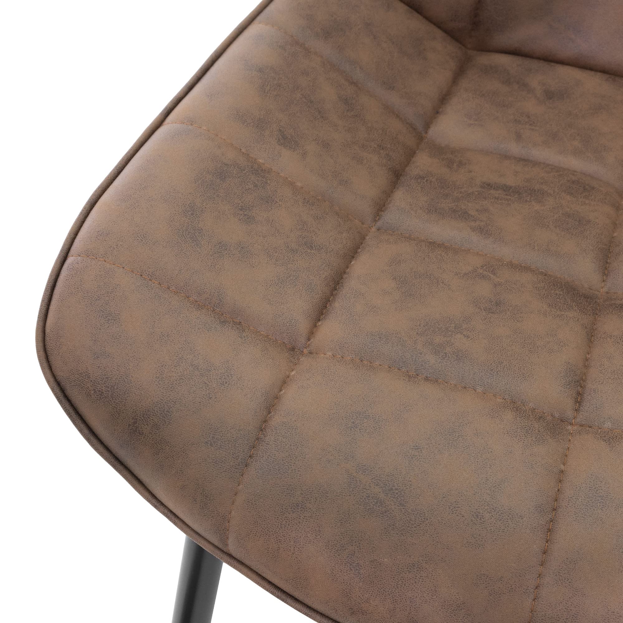 ML-Design Set di 2 Sedie per Sala da Pranzo Marrone con Schienale Sedia per Cucina con Rivestimento in Ecopelle Imbottita Gambe in Metallo Sedia Salotto Soggiorno Materiale Traspirante e Morbido