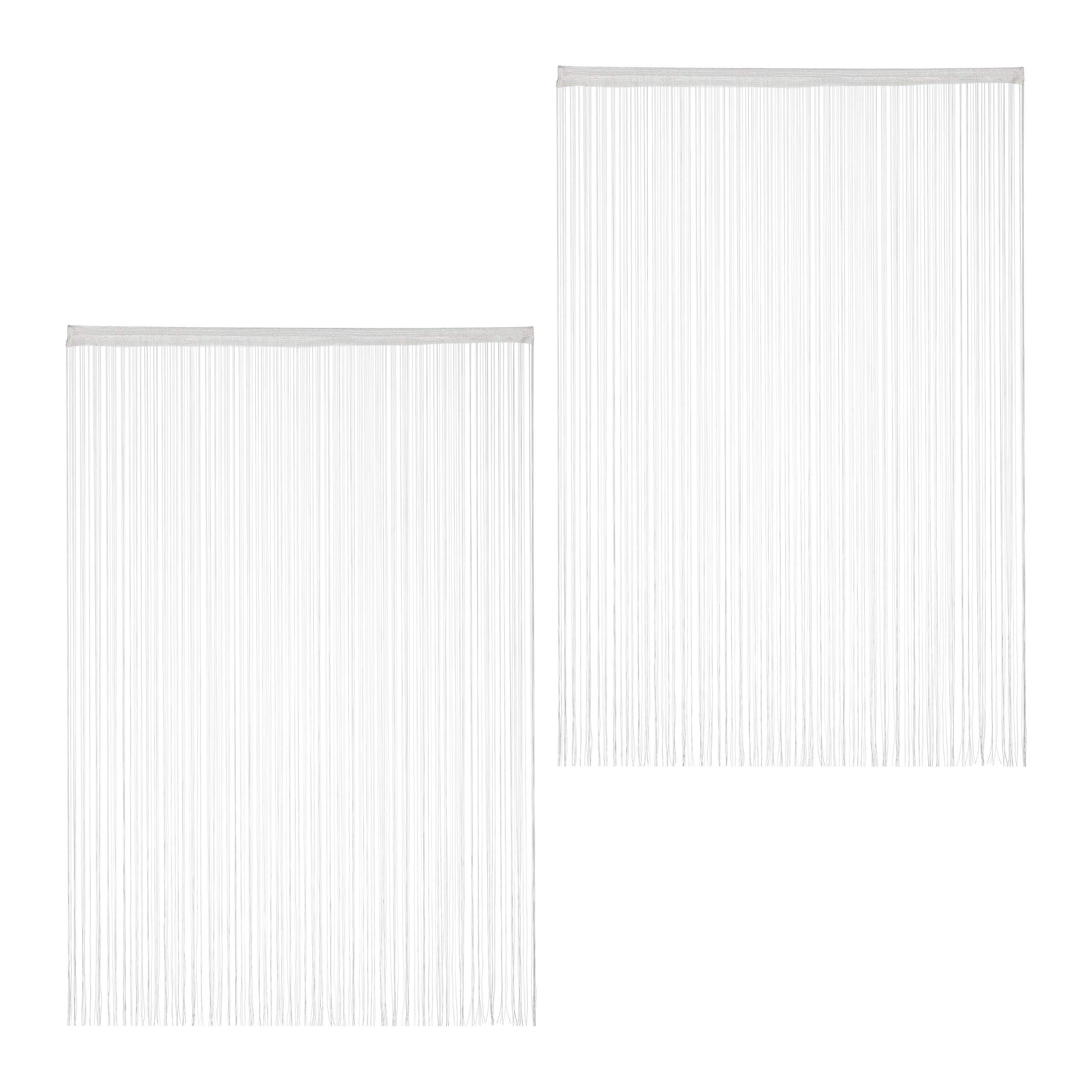 Relaxdays Set de Dos Cortinas de Hilos, para Cortar, con Pasador, para Puertas y Ventanas, 145x245 cm, Blanca