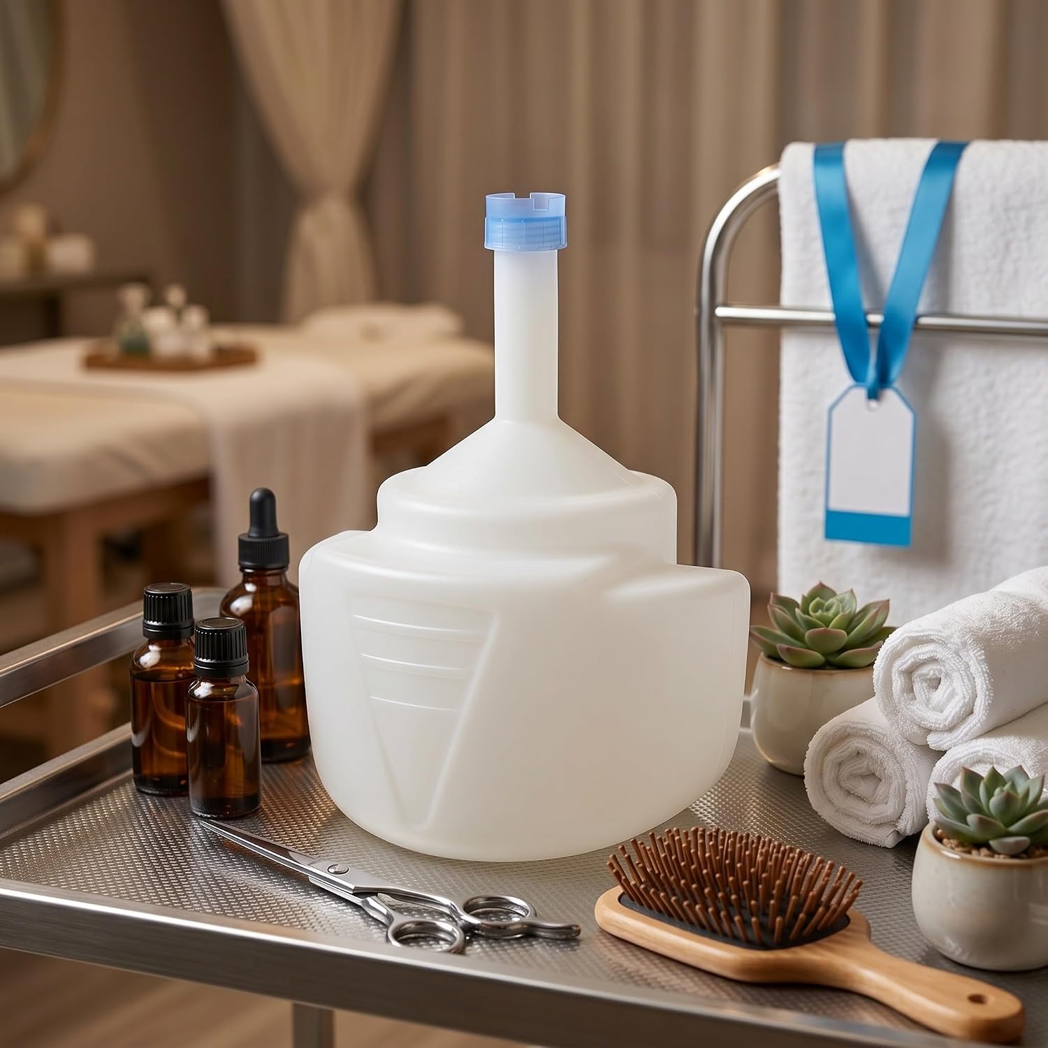 Operitacx Salon Hair Steamer Water Cup - 1L, Plastic Replacement Tank for Micro-Mist Machine - Leakproof Water Container for Hairdressing Steaming - 9.45x8.86x4.72in