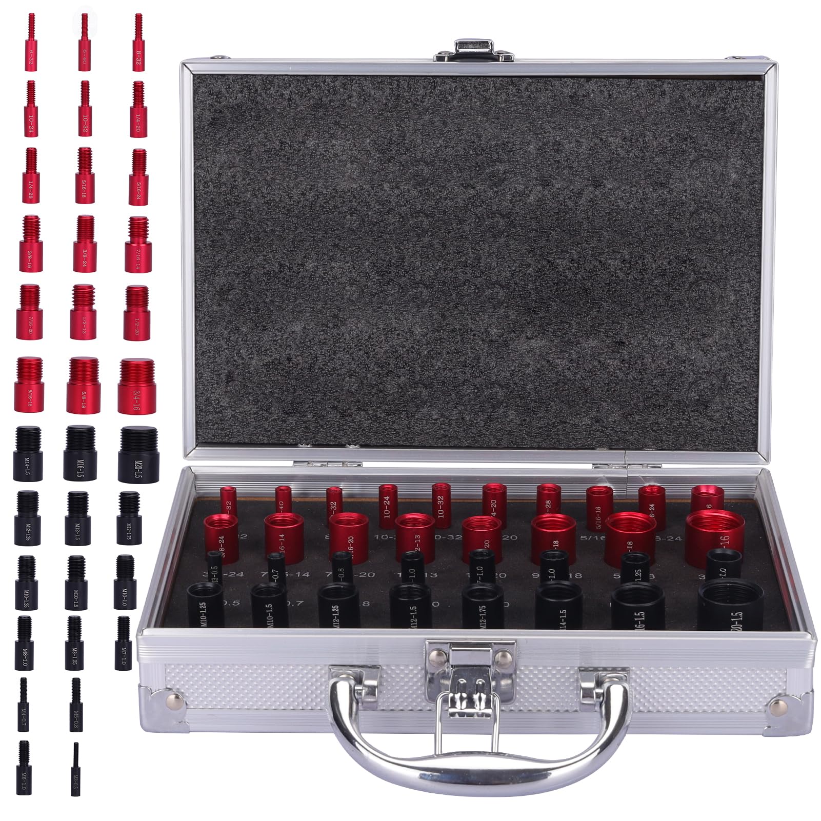 Upgraded Nut and Bolt Thread Checker, CRAFTFORCE 34 Pieces Thread Gauge Set (18 Inch & 16 Metric), Individually Placed in Portable Case for Quickly Checking Nuts and Bolts and Verifying The Size