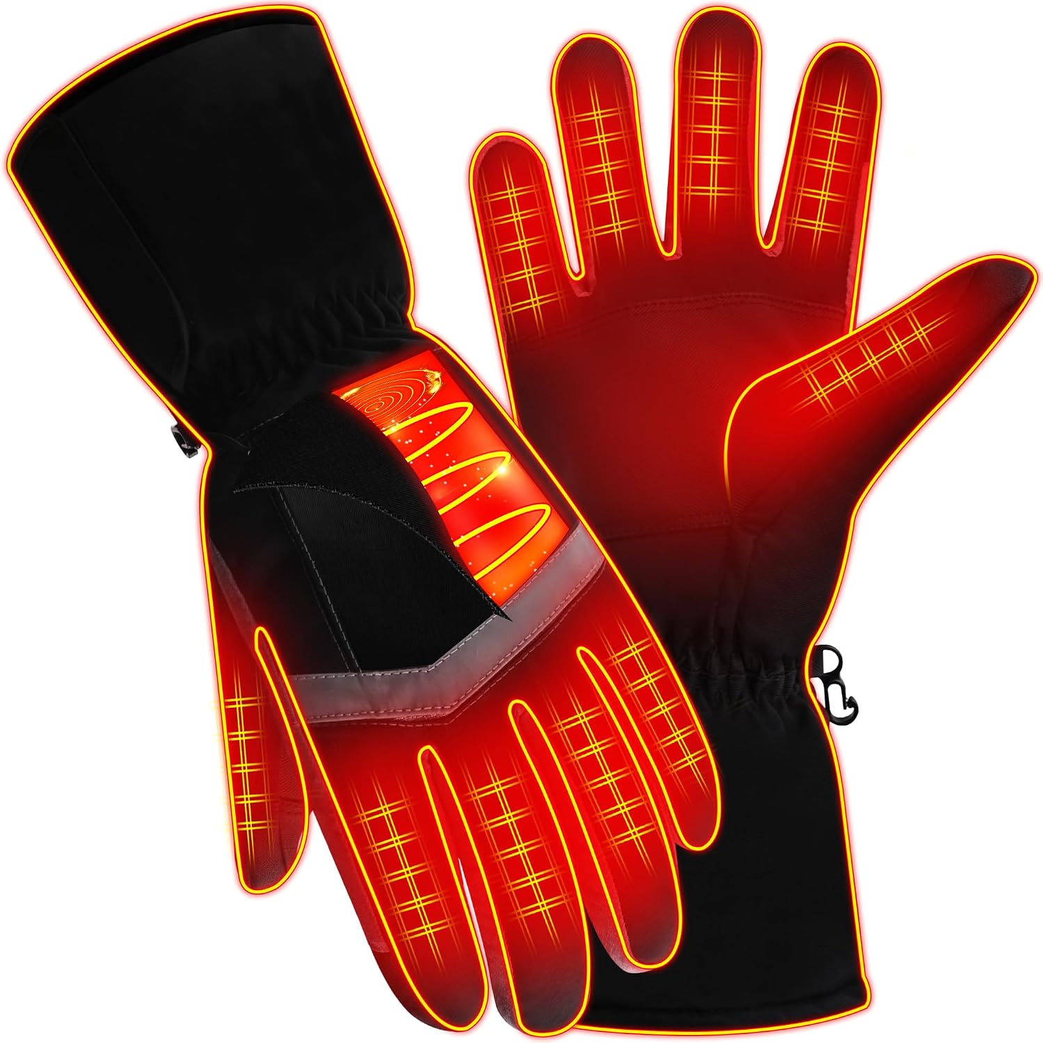 Rabbitroom Women Heated Gloves Winter Waterproof Touchscreen Hand Warmers Insulated Ski Men Gloves Perfect for Freezer Work Cycling Walking Running Outdoor Activities(M Size)