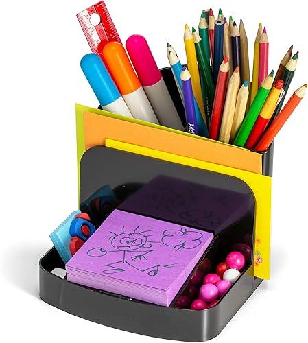 Officemate Organizador de escritorio de lujo, negro, 1 organizador (21552)