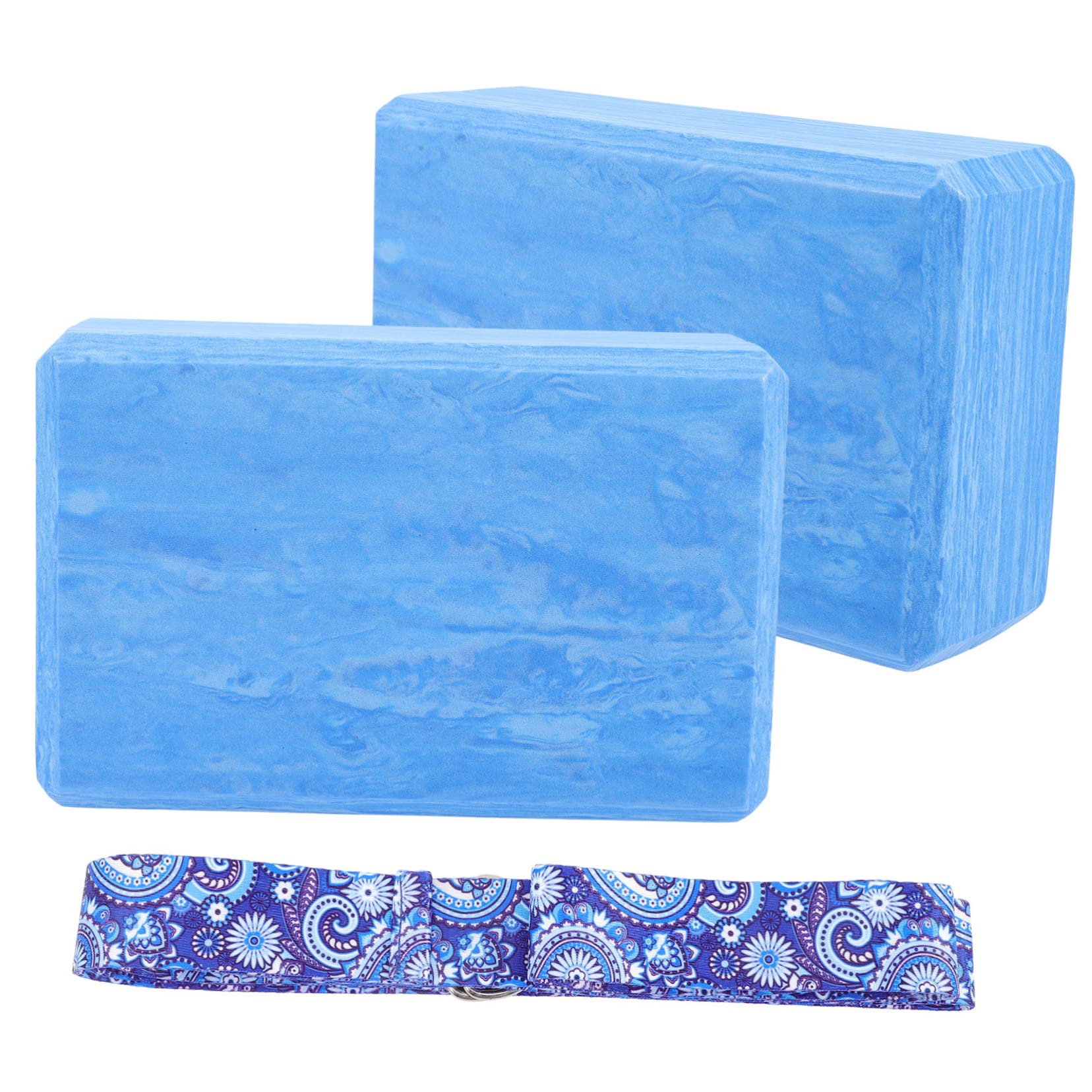 Blocco Yoga ad Alta Densità in Eva, Set da 3 Pezzi Blu | Allenamento Danza e Stretching, Superficie Piana, Supporto per Addominali, Articolo in Schiuma