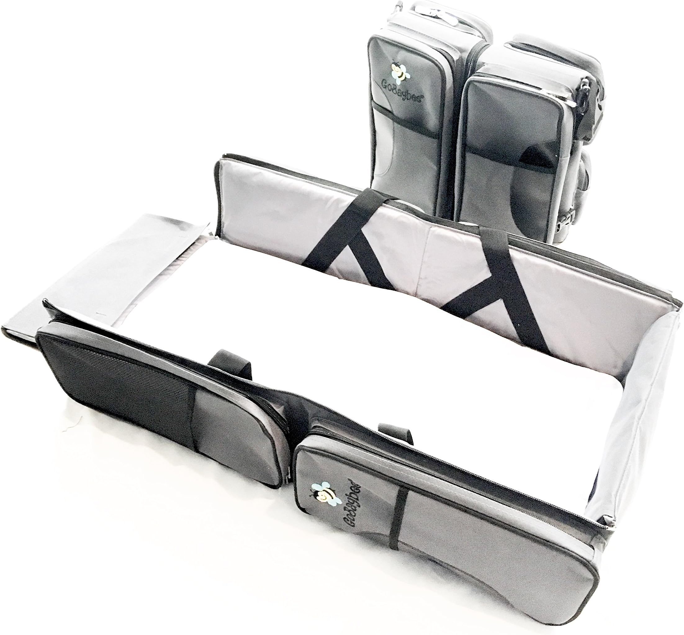 Diaper Bag, Baby Travel Bed – GoBaybee 3 in 1 Infant Portable Changing Station, Travel Crib, Diaper Bag with Stroller Attachment – Ultimate Travel Bed for Babies – Must Have Baby Travel Accessory