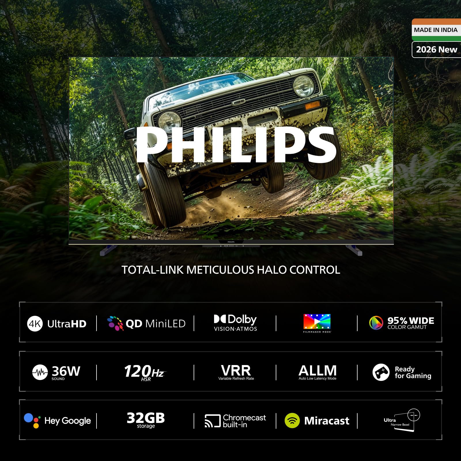 PHILIPS 164 cm (65 inches) 4K Ultra HD QLED Smart QD-Mini LED TV 65MLED610/94 — Amazon image 2