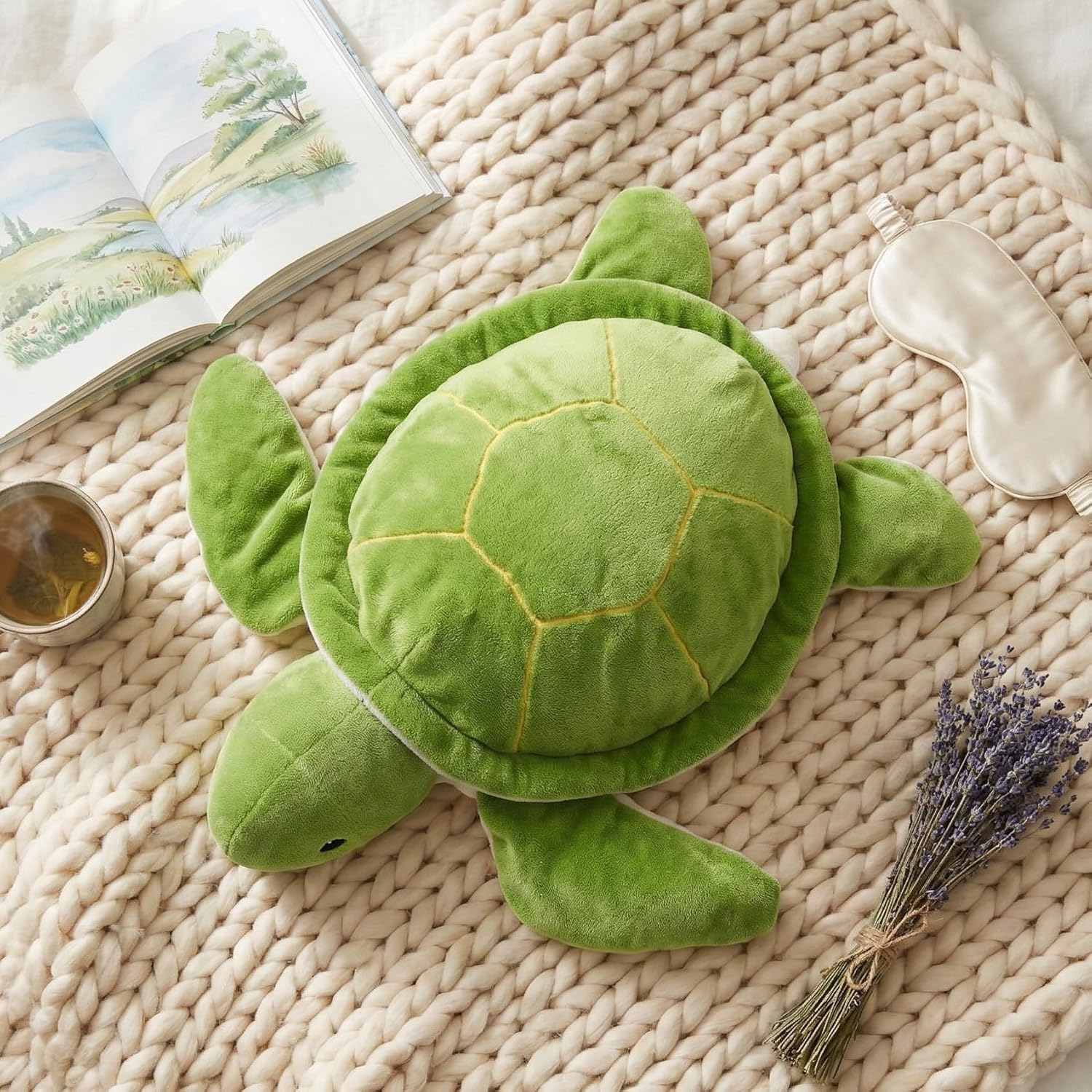 WEIGEDU Large Weighted Sea Turtle Stuffed Animal Plush Toy with Embroidered Eyes, Removable Weight Pack - 28 Inches, 5 lb Soft Cuddly Toy for Kids and Adults