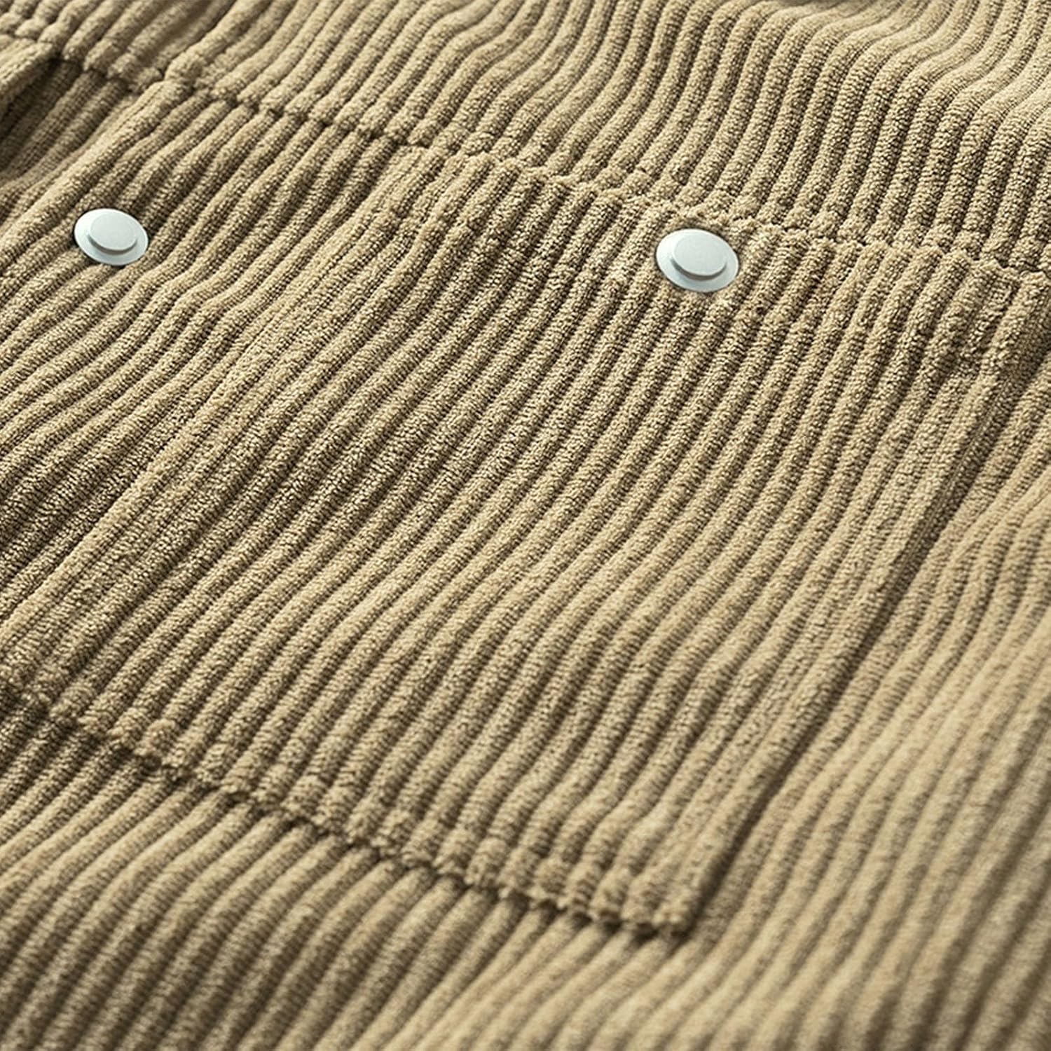Cambkatl Button Down Corduroy Winter Coats for Men Fleece Lined Warm Thicked Trucker Lapel Cargo Jackets with Pockets