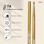 Sticks pour tambours, drumsticks en bois, poids et emplacement compatibles, Stick durable et tambour pour drums électroniques Jazz Drum, Drum Prastic Pad, dumps pour professionnels (Yellow, 7A)