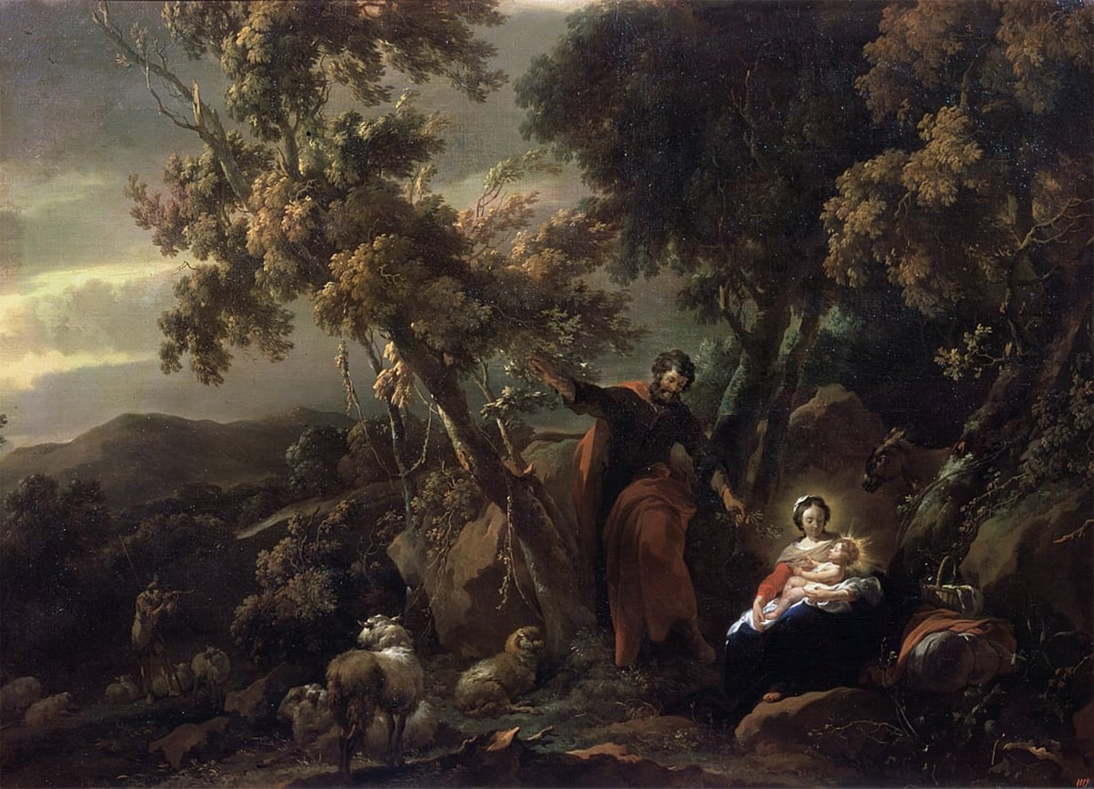 HRJUBWREE Oil Painting Prints on Canvas Painting Picture Rest on the Flight Into Egypt by Nicolaes Pietersz Berchem Artwork Canvas Prints for Office Decor 60x90cm