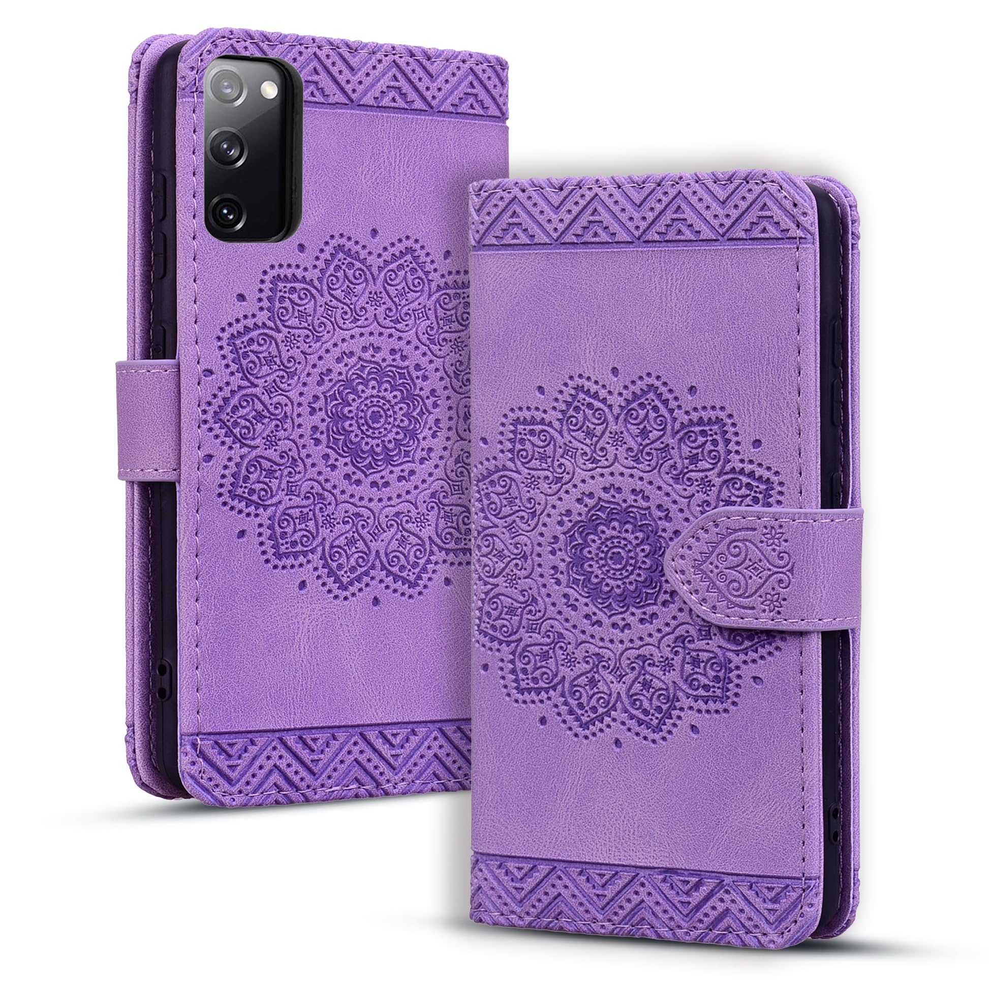 Purple Wallet Phone Case For Galaxy S20 Fe 5g Skin Feel Embossed