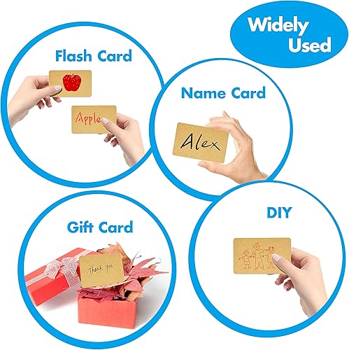 Miniatura 4 de 250 unidades de papel kraft en blanco de color madera original, esquina redonda, flash, mensaje, regalo, bricolaje, tarjeta de índice (3.5 x 2.1