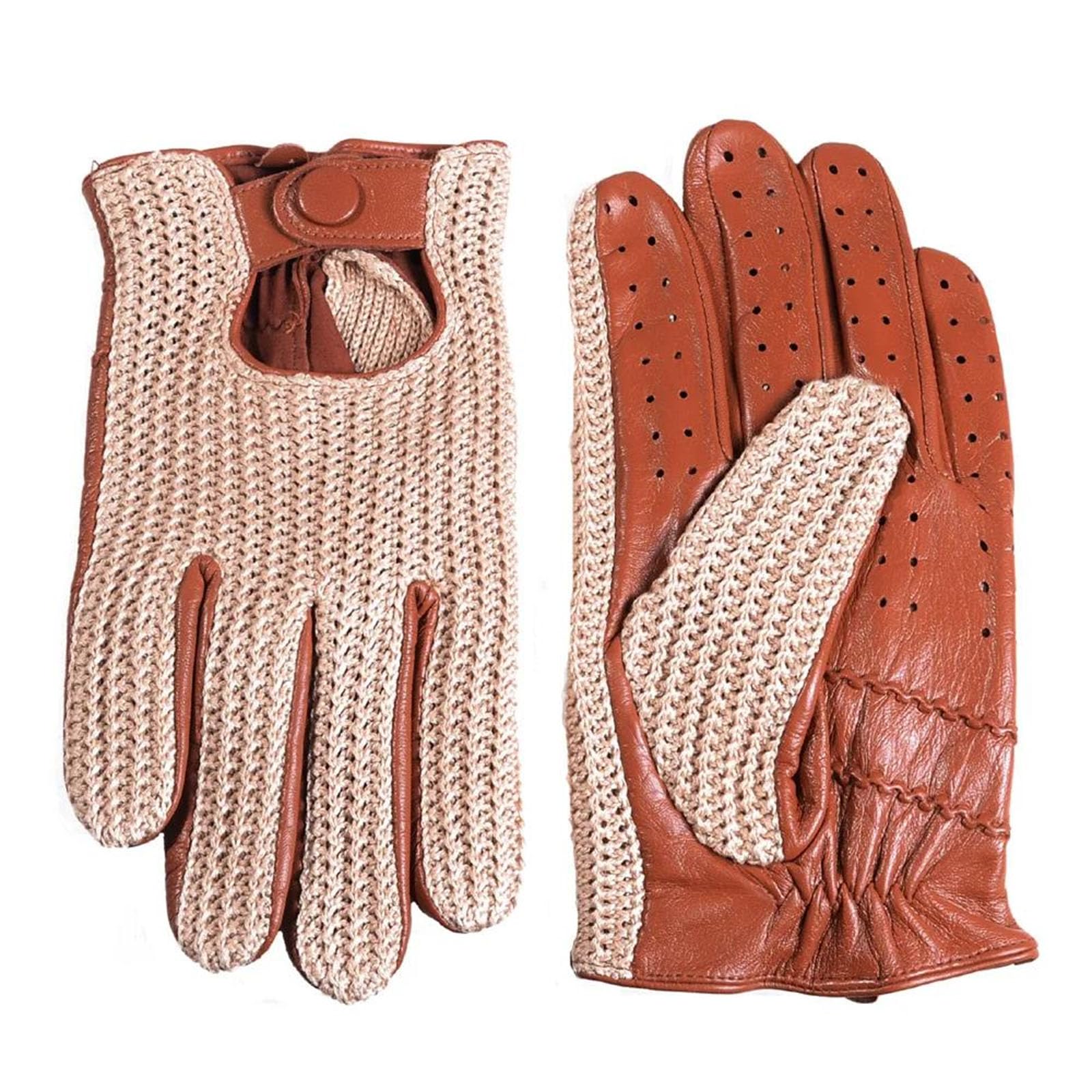 Guantes de conducción de cuero para hombre, con pantalla táctil, sin forro, guantes deportivos de equitación