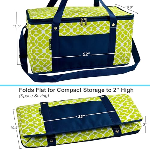 Miniatura 4 de Heladera plegable tamaño grande Picnic at Ascot 72, color azul marino, XL, Enrejado verde