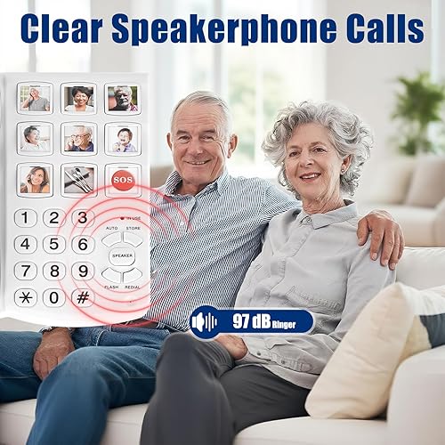 Miniatura 3 de Teléfonos fijos para personas mayores, teléfono simple con botón grande para personas mayores con cable teléfono fijo para personas con discapacidad