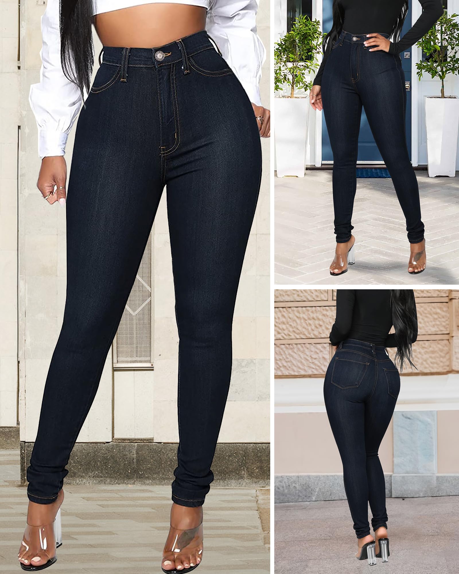 BISUAL Womens High Waisted Butt Lifting Jeans Distressed Stretch Skinny Sexy Colombian Jeans for Women