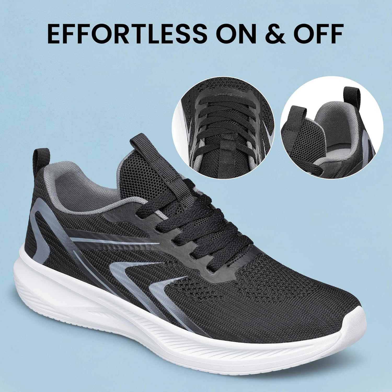 YHOON Mens Wide Walking Shoes Comfort Non Slip Tennis Running Shoes Wide Toe Box Casual Lightweight Breathable Workout Gym Jogging Fashion Sneaker