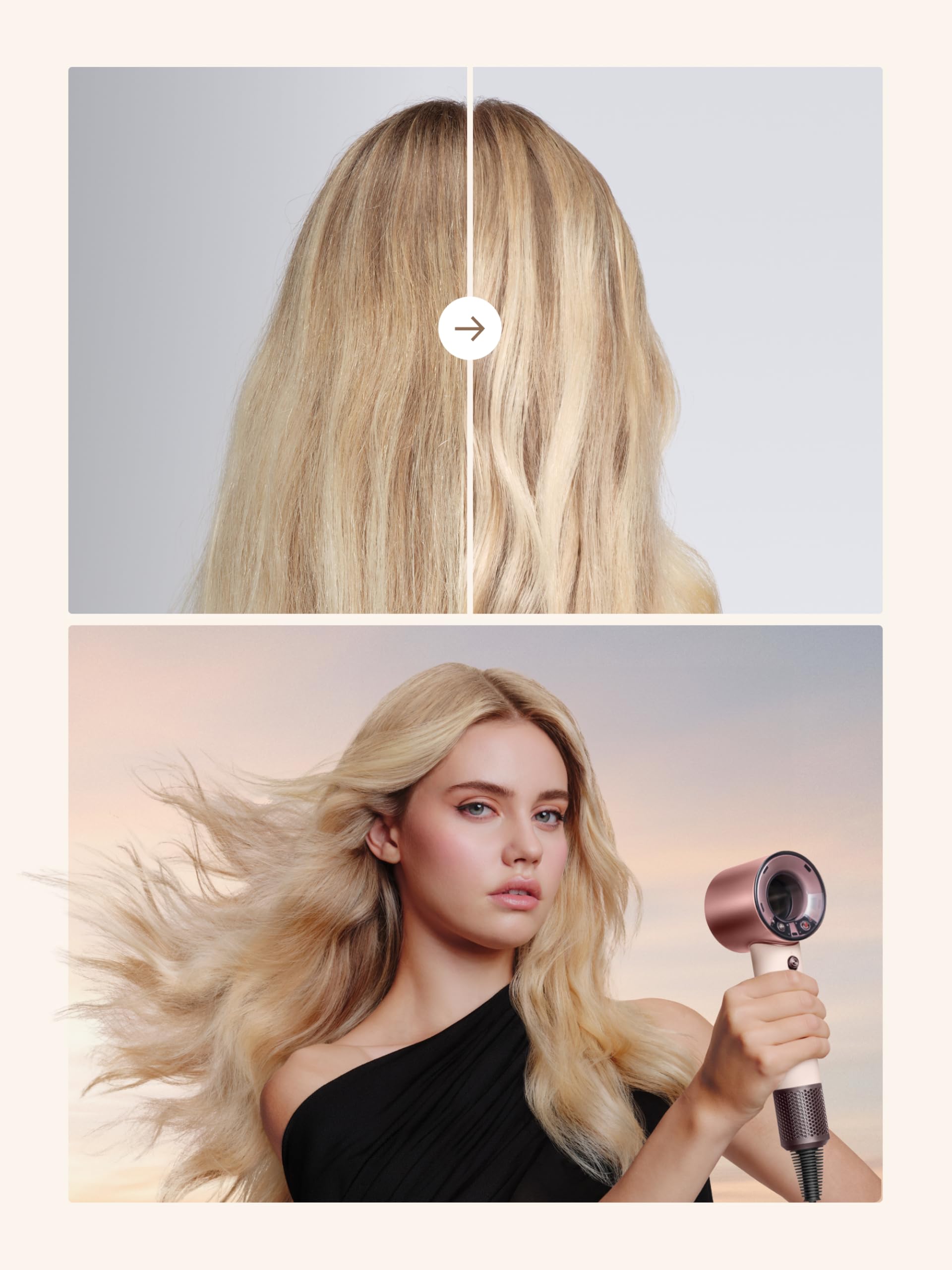 Dyson Supersonic Travel™ Secador de Pelo – Compacto & Ligero, Secado Rápido, 1220W, Voltaje Universal, Control Inteligente de Calor, Compatible con Accesorios Supersonic, Ceramic Pink