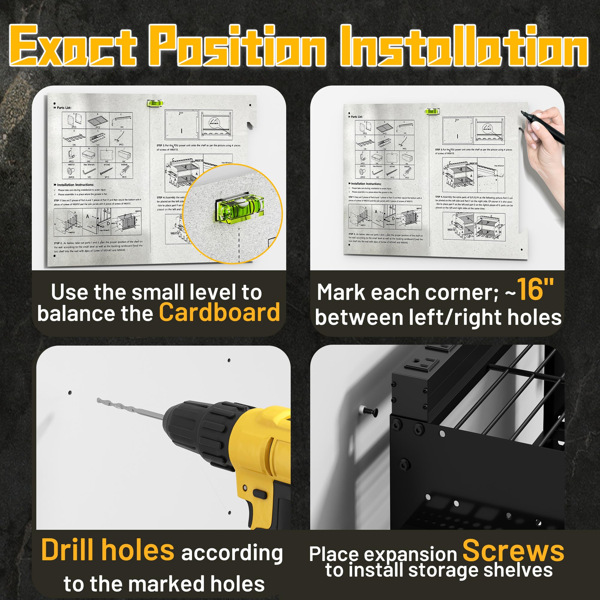 Wide Power Tool Organizer Wall Mount with Charging Station 3 Layer Adjustable Heavy Duty Tool Storage Rack with — view 5
