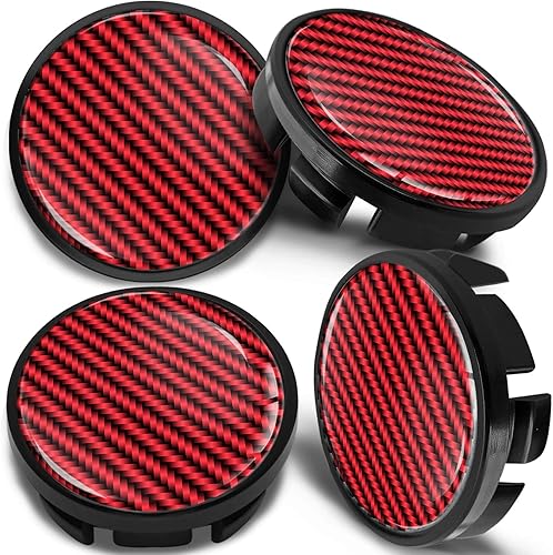 Biomar Labs® 4 tapas centrales de aleación para rueda de 2.4 pulgadas compatibles con VW 3B7 601 171 / 6U7 601 171, negro y rojo carbono CV 13