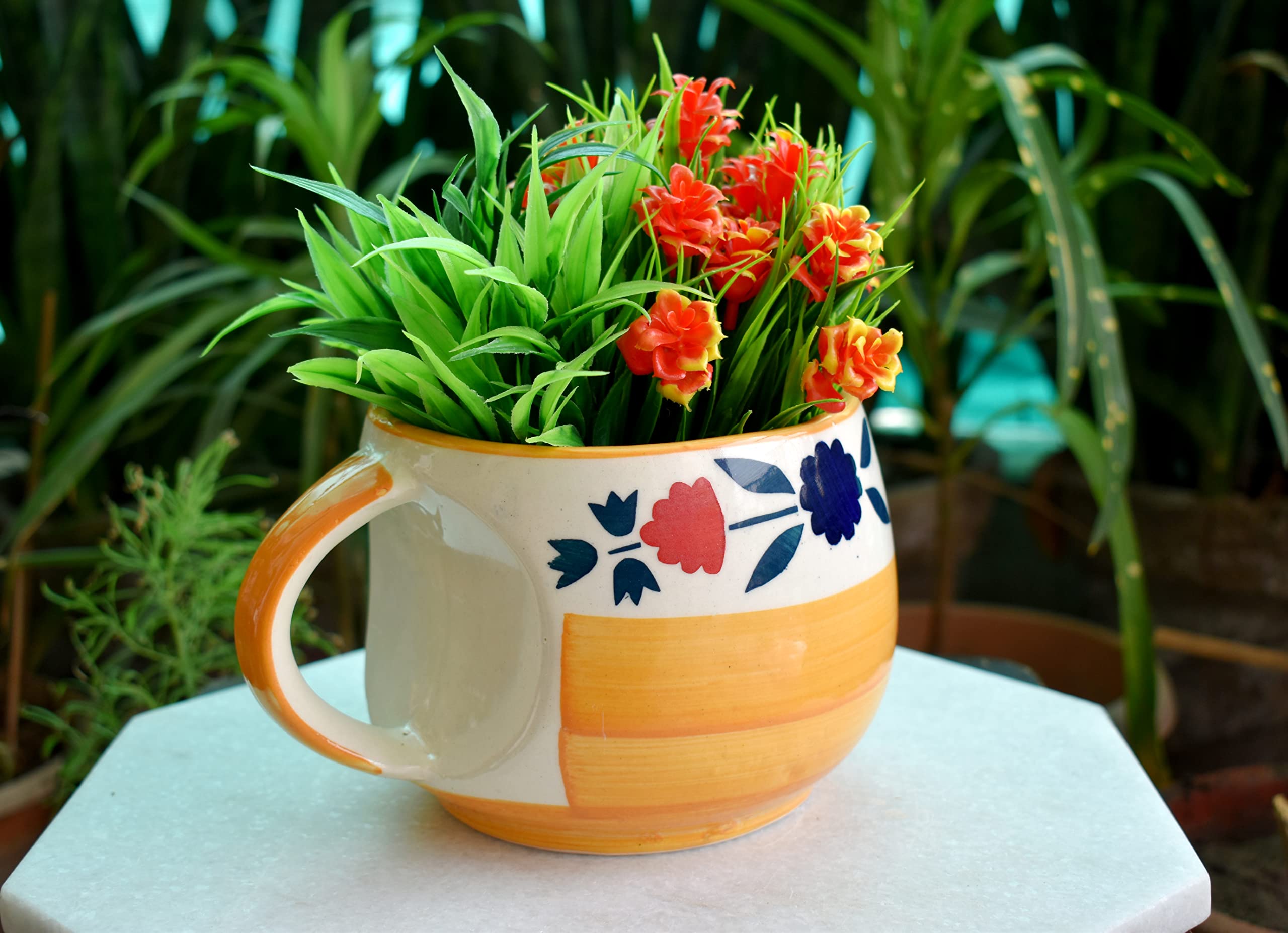 MARBOGLASS India Ceramic Indoor Outdoor Garden Planter Big Cup Shaped (Plant not Included) 7X5 inch (Yellow) (B0B372DHX1) Amazon Price History, Amazon Price Tracker