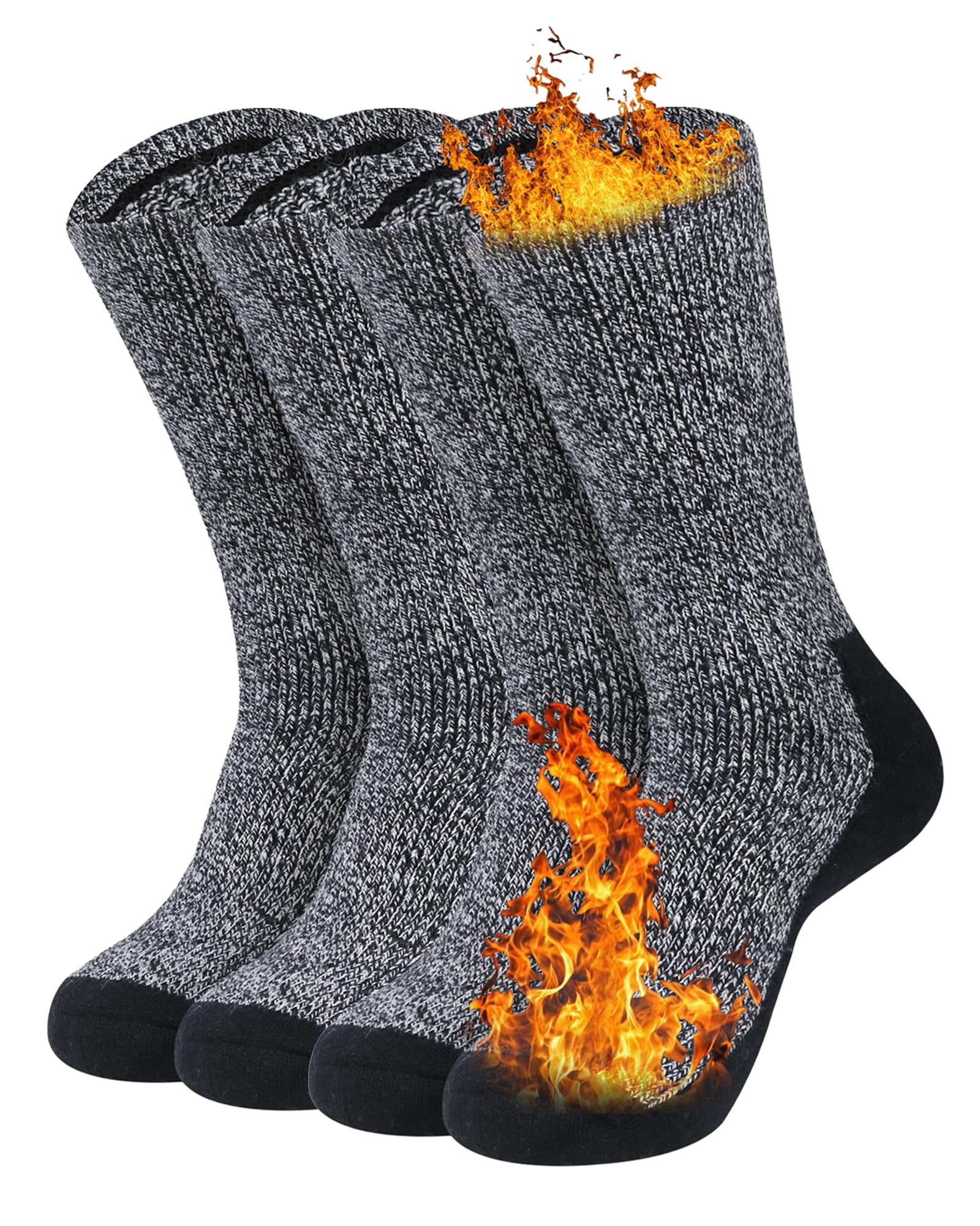 Loritta 2 Pack Merino Mens Wool Socks, Winter Warm Thermal Socks for Men Cold Weather