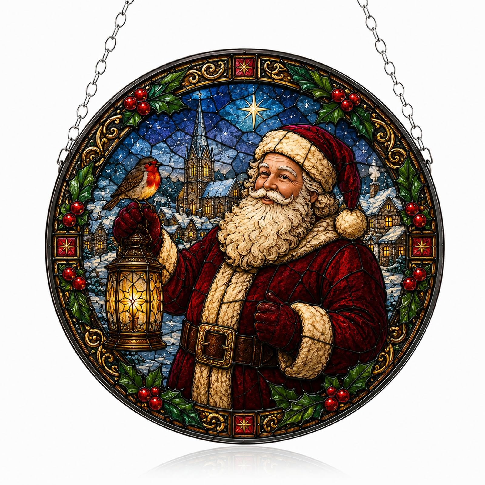 Santa Christmas Sun Catchers - Stained Glass Effect Christmas Decorations