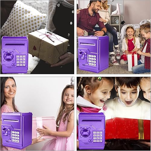 Miniatura 5 de Mini cajero automático de alcancía, cajero automático, el mejor regalo para niños, alcancía de código electrónico, contador de dinero, caja fuerte,