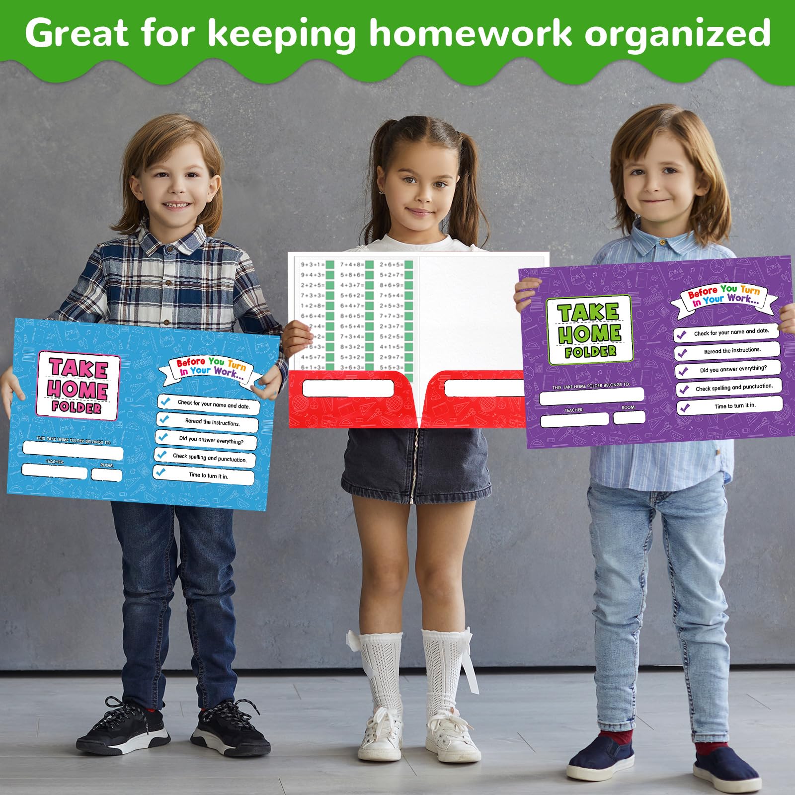24 x Ordner für Hausaufgaben, 2 Fächer, Großpackung für Studenten, A4, Briefgröße, bunt, Klassenarbeit, Hausaufgaben, Organizer, Geschenke für Zuhause, Büro, Lehrer, Bildungsbedarf, 24 x 31 cm