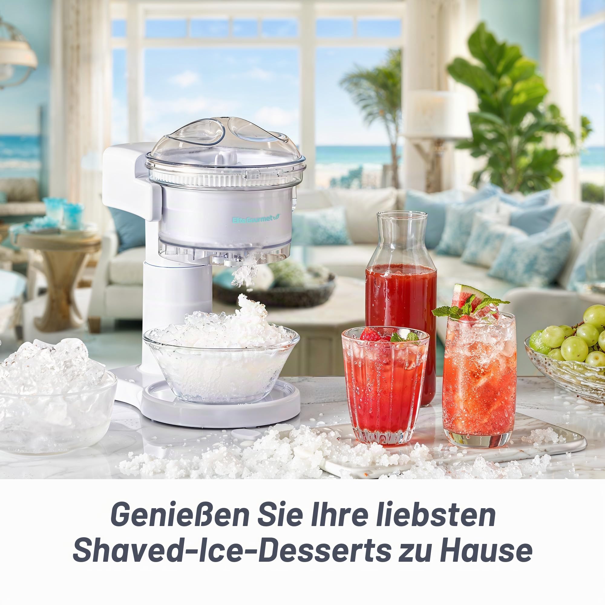 Elite Gourmet ESI1201 Schneekegel und rasierte Eismaschine mit transparentem Deckel und Servierschale