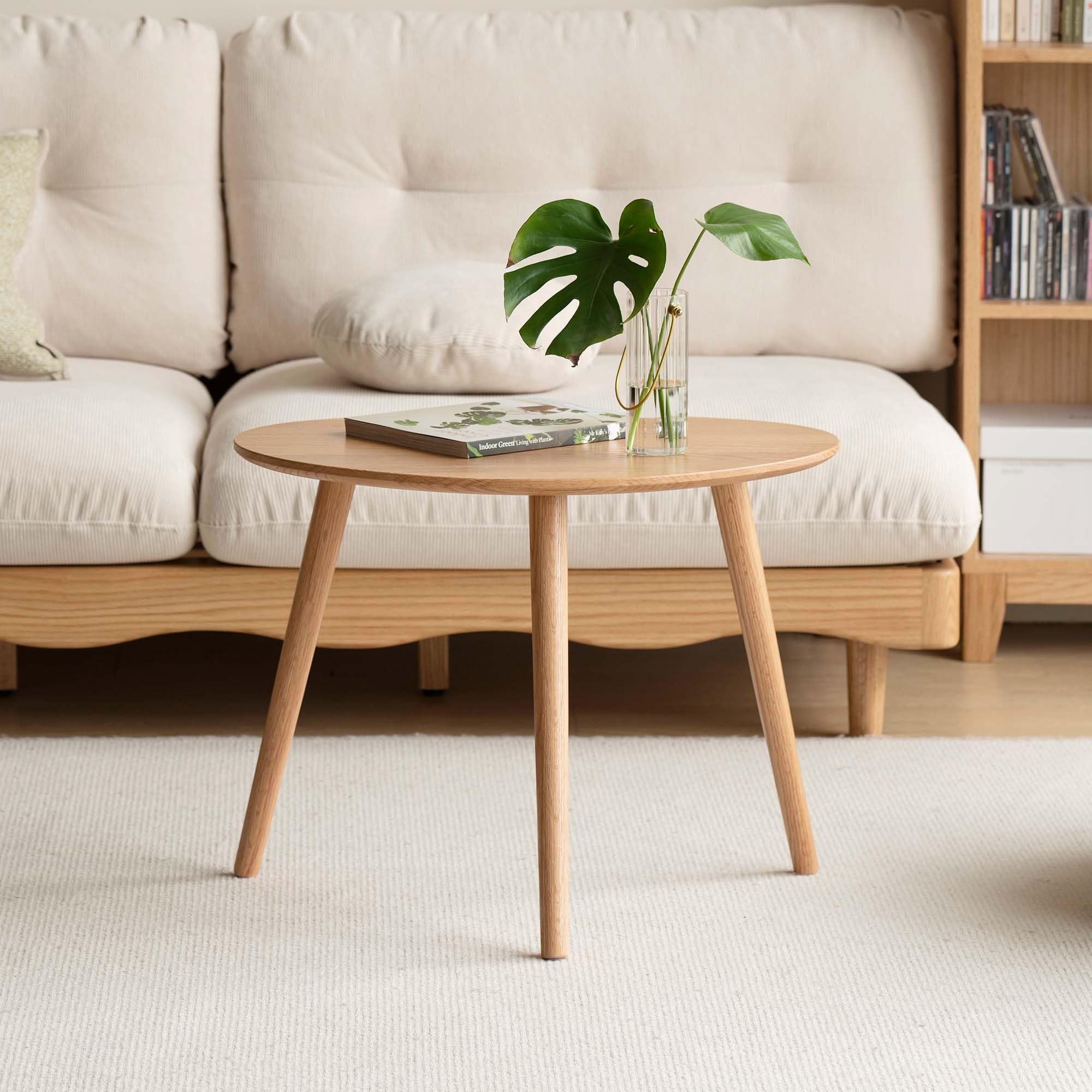 YESWOOD Solid Wood Coffee Table with Pebble Shape Oval Top, Modern Tea Table for Living Room, Bedroom,Balcony,Home Office, Space Saving Nesting Tables, Natural FAS Oak Furniture (Natural Oak)