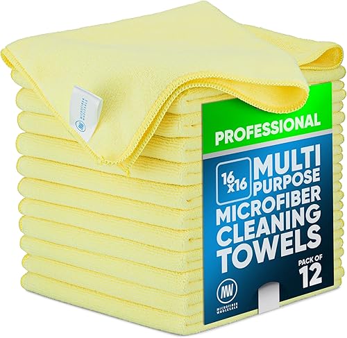 Toalla Buff Pro de Microfibra de Superficie Múltiple - Paquete de 12 unidades - Paños de limpieza premium - Limpia, quita el polvo, pule, absorbe -