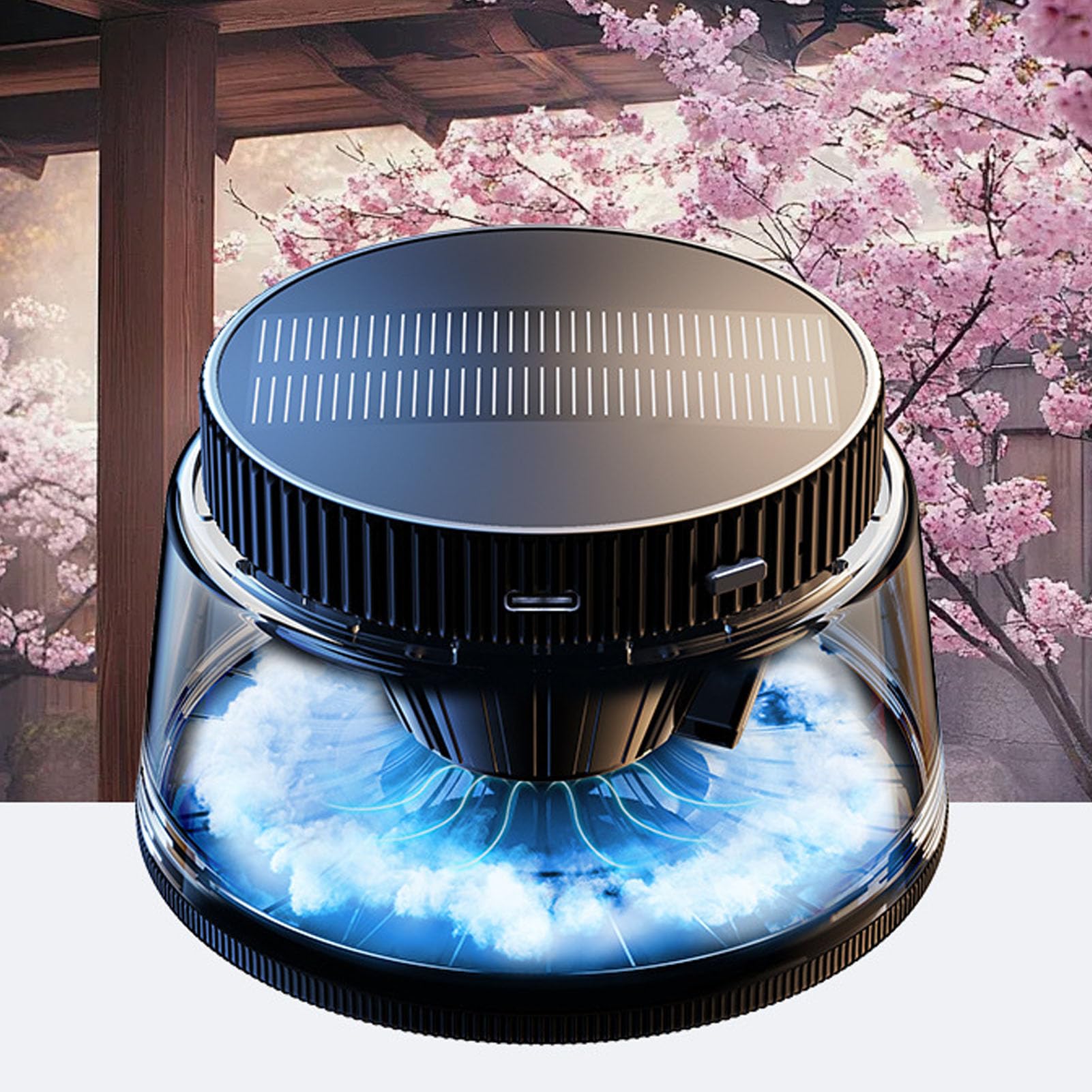 Landschaftsdiffusor für ätherische Öle, Wiederaufladbarer Solar-Aromatherapie-Diffusor, Kabelloser Reise-Luftbefeuchter mit 3 Stufen, Ideal für Zuhause, Zimmer und Büro (3 Nachfüllpackungen