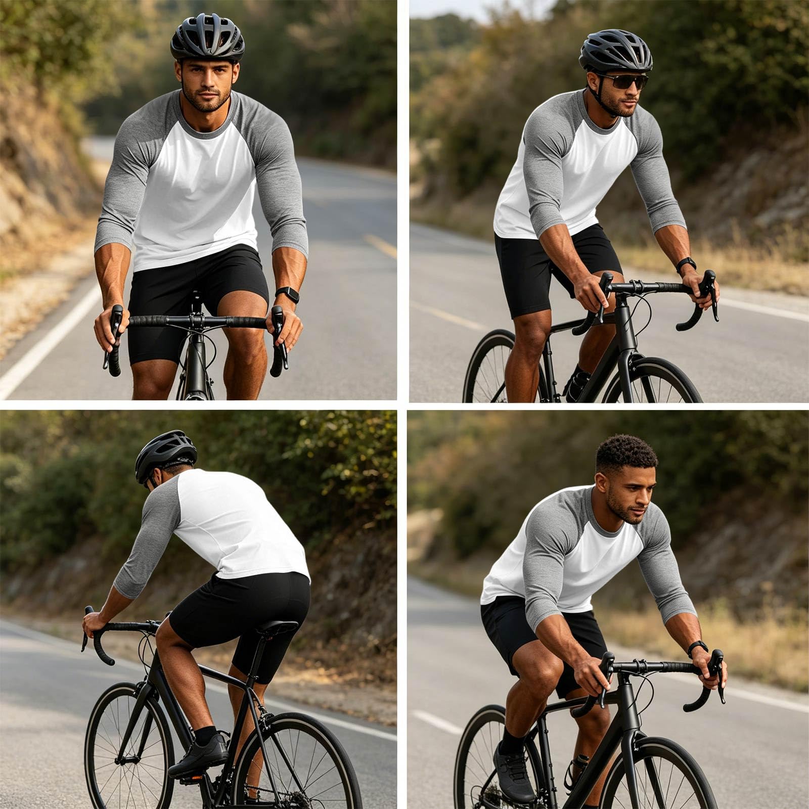 Pack de 3 camisetas raglán de manga tres cuartos para hombre Urban Classics Sport