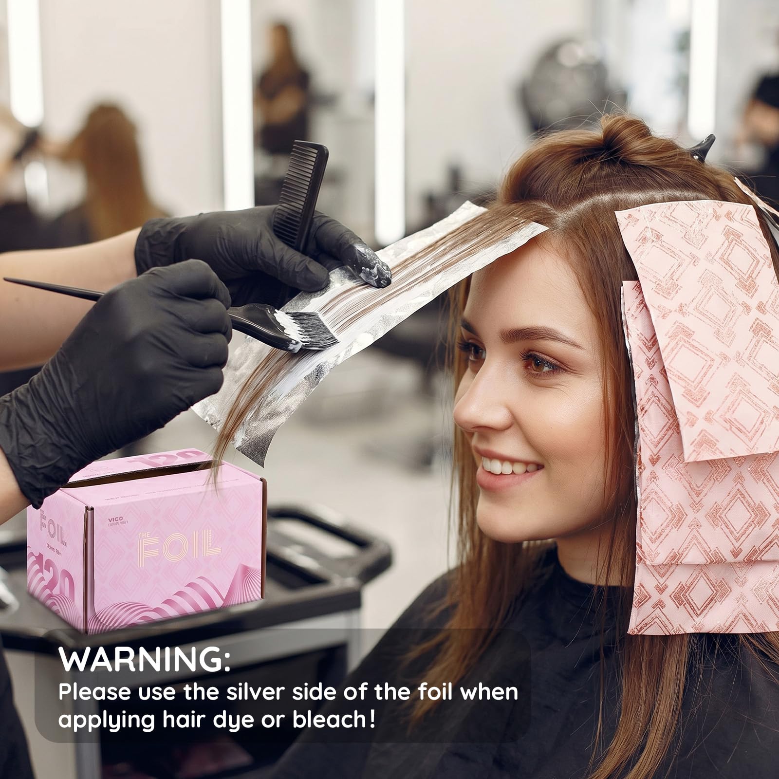 Segbeauty Papier Aluminium Coiffure, Aluminium Meches Cheveux, Rouleau d'Aluminium pour la Coloration des Cheveux avec Cutter, Accessoires de Coiffure (120mm X 50m, Rose)