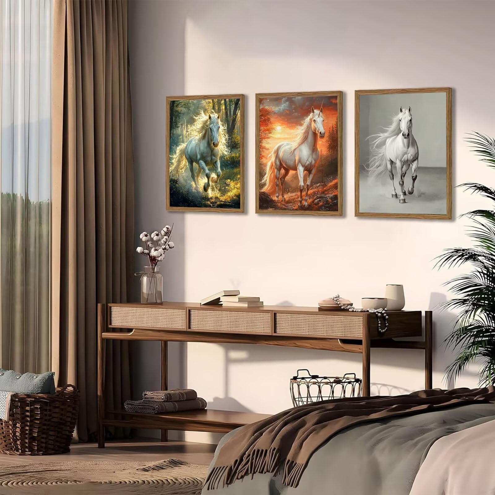 Generico Cnyaunfi 3 Pezzi Animali Pittura Diamante Fai-Da-Te, 5D Bianco Diamond Painting Kit Completo per Hobby Creativi Adulti, Per La Decorazione Della Parete Di Casa 50x70cm YF-3578
