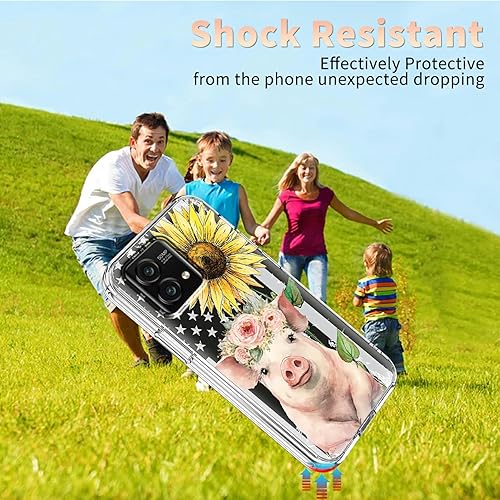 Miniatura 4 de Funda transparente para Moto G Stylus 5G 2023 con diseño de bandera de cerdo y girasol, parachoques transparente de TPU suave de doble capa + funda