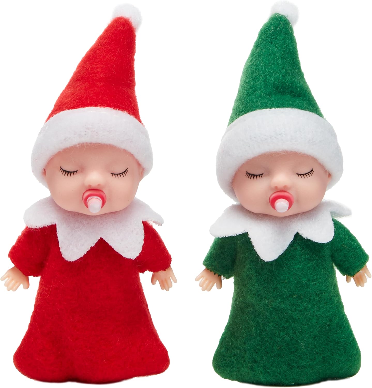 JOYIN Christmas 2PCS Tiny Elf Doll with 1 Red and 1 Green Elf Doll with Teat, Christmas Holiday Decoration Accessories Tiny Gift for Girls Boys Kids Adults